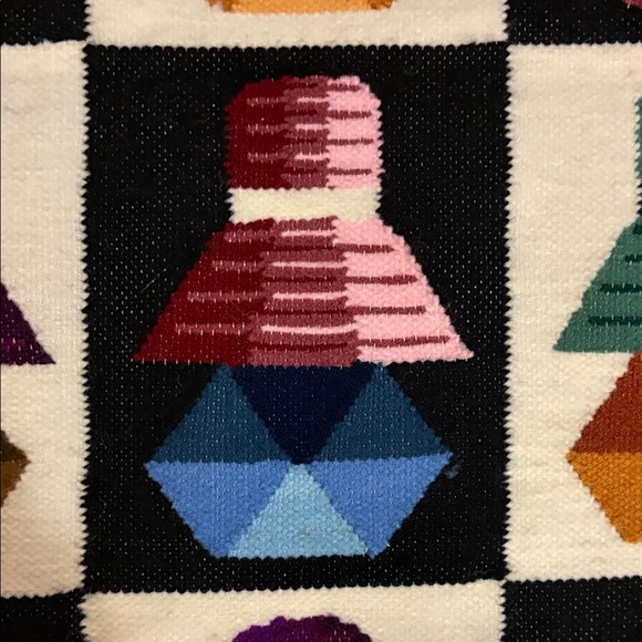 Peruvian Wool Colorful Geometric Patterned Rug - Picture 8 of 9